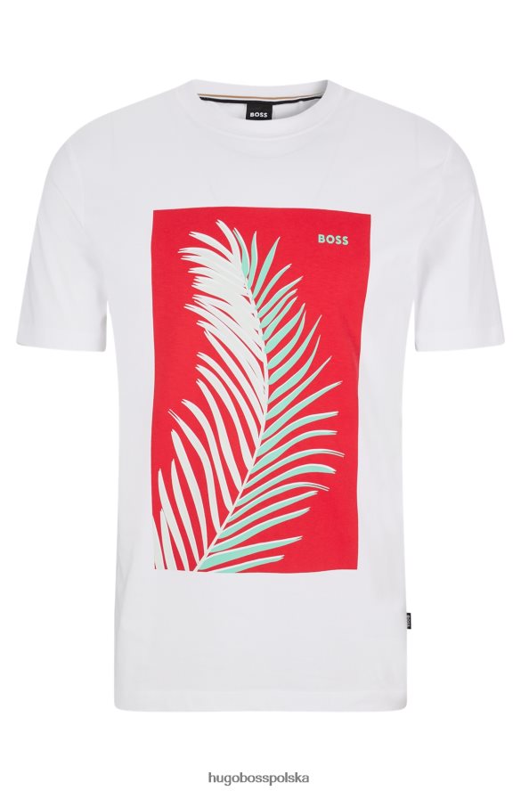 Hugo Boss T-shirt z okrągłym dekoltem z bawełnianego dżerseju z grafiką logo Hugo w kolorze białym biały R0X0H64322