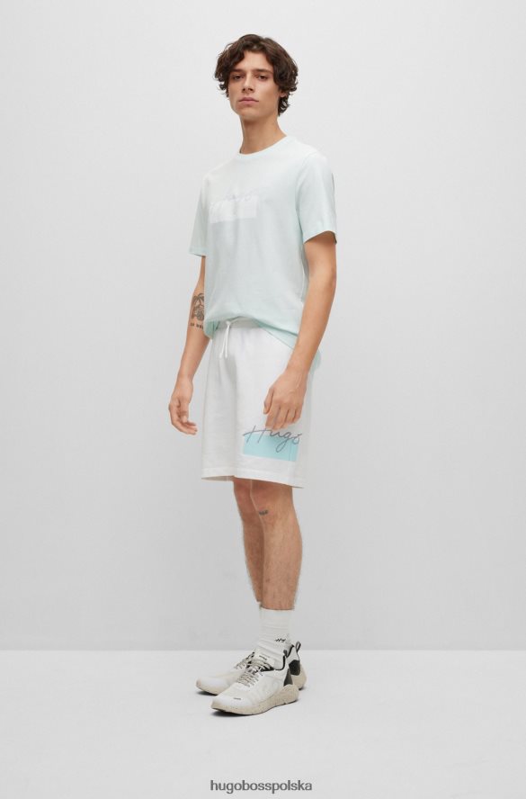 Hugo Boss T-shirt z okrągłym dekoltem z bawełnianego dżerseju z odręcznym logo Hugo w kolorze jasnoniebieskim jasny niebieski R0X0H64004