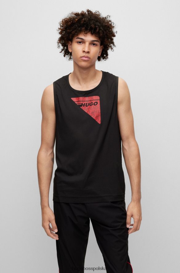 Hugo Boss Top z elastycznej siateczki i logo kapsuły Hugo w kolorze czarnym czarny R0X0H63661