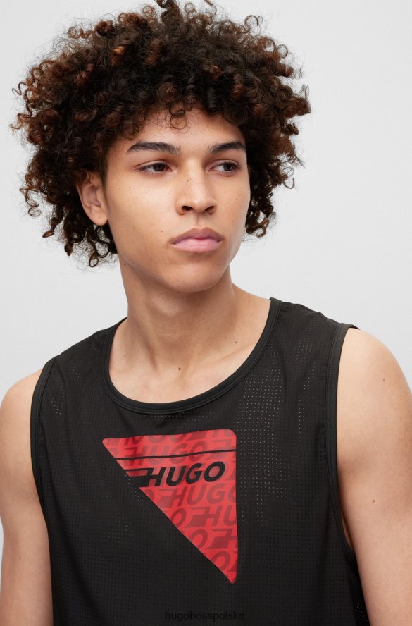Hugo Boss Top z elastycznej siateczki i logo kapsuły Hugo w kolorze czarnym czarny R0X0H63661