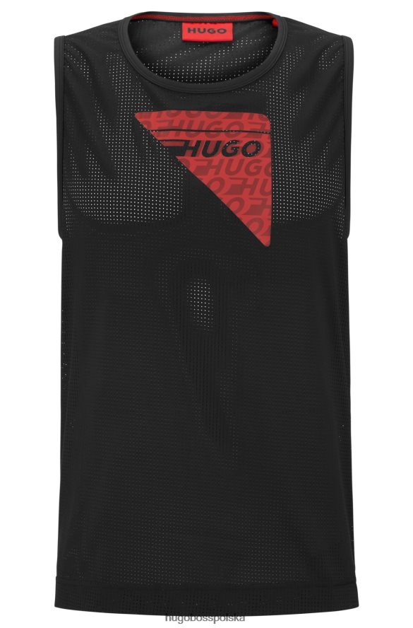 Hugo Boss Top z elastycznej siateczki i logo kapsuły Hugo w kolorze czarnym czarny R0X0H63661