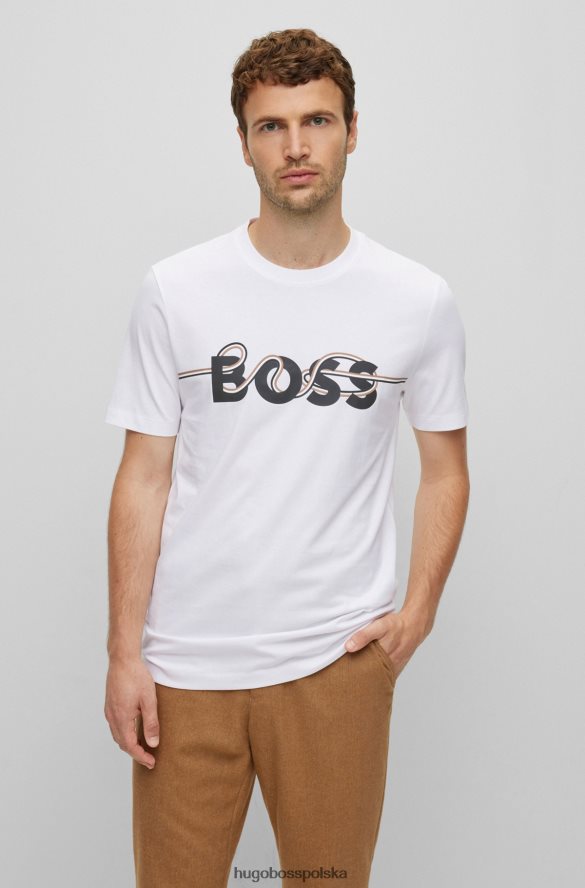 Hugo Boss bawełniana koszulka o dopasowanym kroju z grafiką logo Hugo w kolorze białym biały R0X0H61792