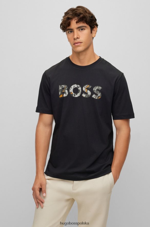 Hugo Boss bawełniana koszulka o luźnym kroju z grafiką logo w kolorze czarnym hugo czarny R0X0H61746