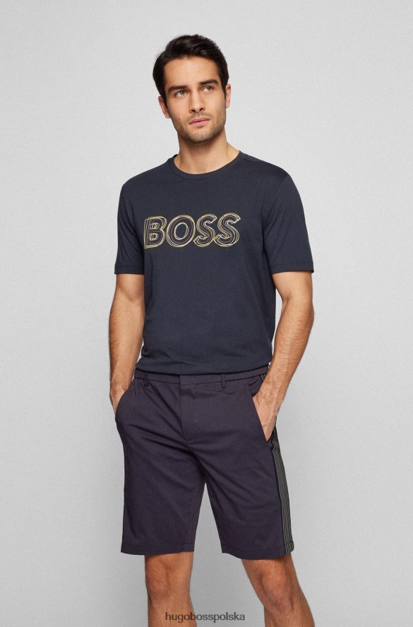 Hugo Boss bawełniana koszulka o regularnym kroju z grafiką logo w kolorze ciemnoniebieskim hugo ciemny niebieski R0X0H63249