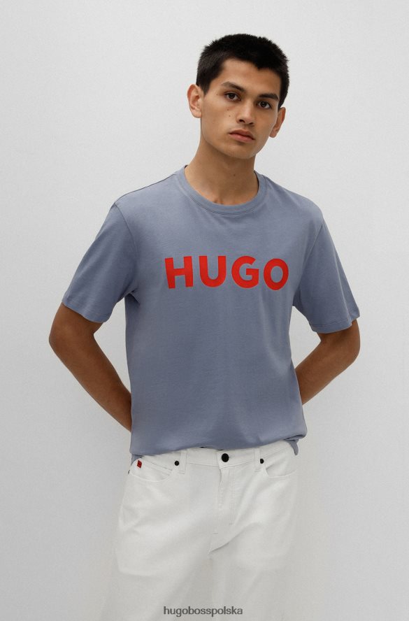 Hugo Boss bawełniana koszulka o regularnym kroju z kontrastowym logo Hugo Blue niebieski R0X0H62174