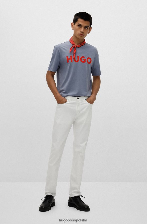 Hugo Boss bawełniana koszulka o regularnym kroju z kontrastowym logo Hugo Blue niebieski R0X0H62174