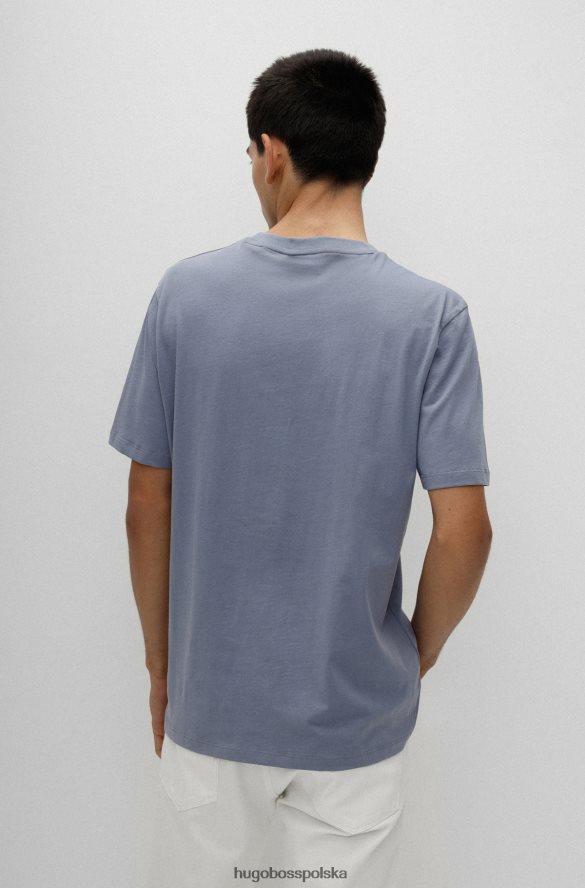 Hugo Boss bawełniana koszulka o regularnym kroju z kontrastowym logo Hugo Blue niebieski R0X0H62174