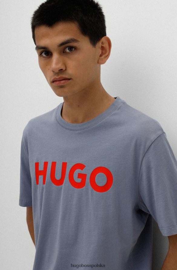 Hugo Boss bawełniana koszulka o regularnym kroju z kontrastowym logo Hugo Blue niebieski R0X0H62174