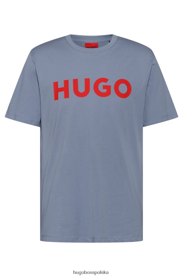 Hugo Boss bawełniana koszulka o regularnym kroju z kontrastowym logo Hugo Blue niebieski R0X0H62174