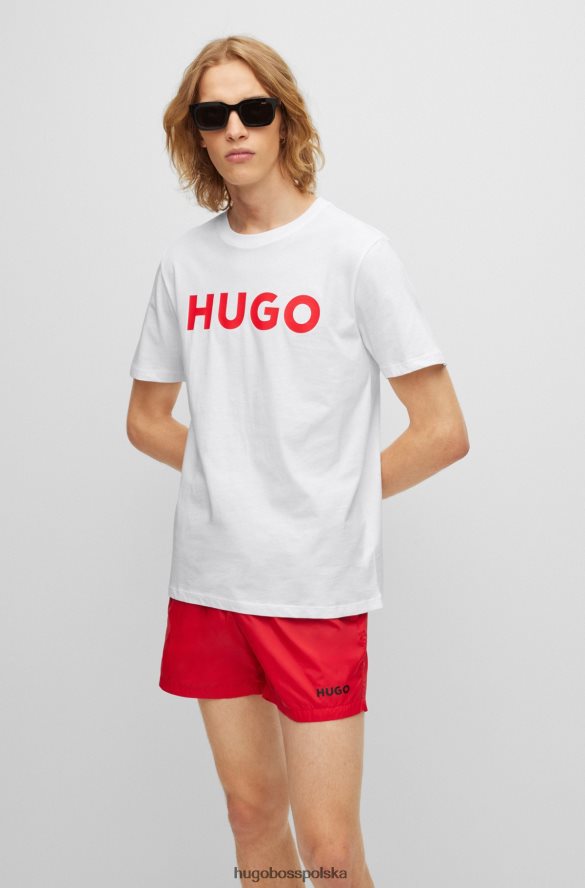 Hugo Boss bawełniana koszulka o regularnym kroju z kontrastowym logo w kolorze białym hugo biały R0X0H62178