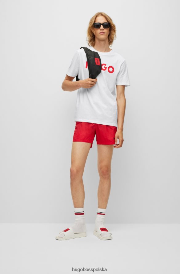 Hugo Boss bawełniana koszulka o regularnym kroju z kontrastowym logo w kolorze białym hugo biały R0X0H62178