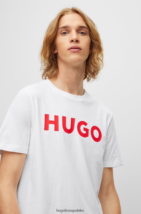 Hugo Boss bawełniana koszulka o regularnym kroju z kontrastowym logo w kolorze białym hugo biały R0X0H62178