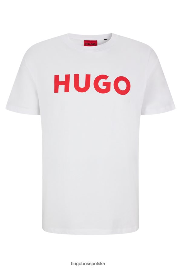 Hugo Boss bawełniana koszulka o regularnym kroju z kontrastowym logo w kolorze białym hugo biały R0X0H62178