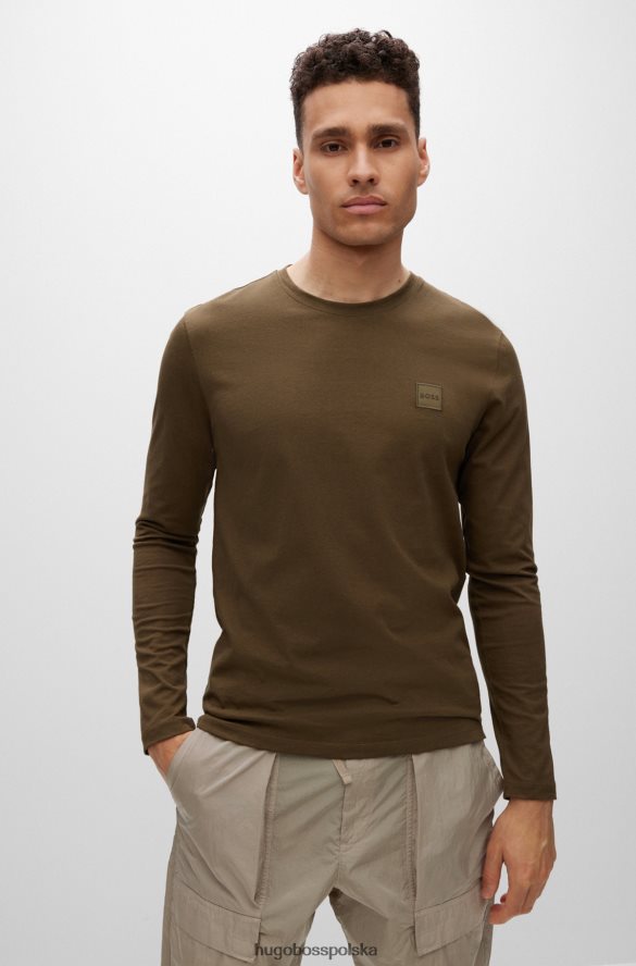 Hugo Boss bawełniana koszulka o regularnym kroju z naszywką z logo ciemnozielona hugo ciemnozielony R0X0H61331