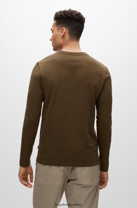 Hugo Boss bawełniana koszulka o regularnym kroju z naszywką z logo ciemnozielona hugo ciemnozielony R0X0H61331