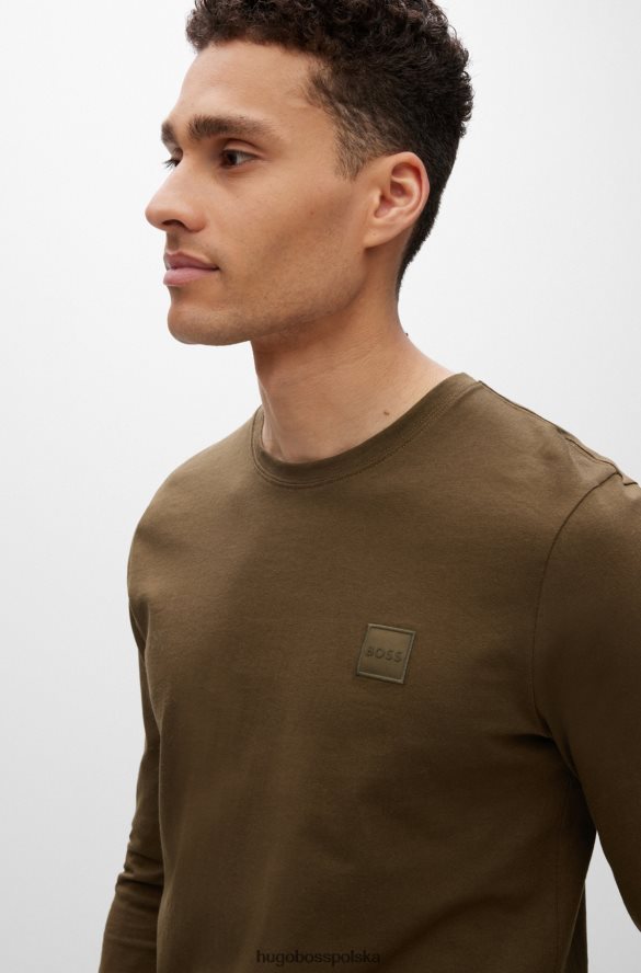 Hugo Boss bawełniana koszulka o regularnym kroju z naszywką z logo ciemnozielona hugo ciemnozielony R0X0H61331