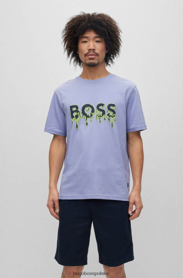 Hugo Boss bawełniana koszulka z kolorowym logo Hugo w kolorze fioletowym fioletowy R0X0H63540