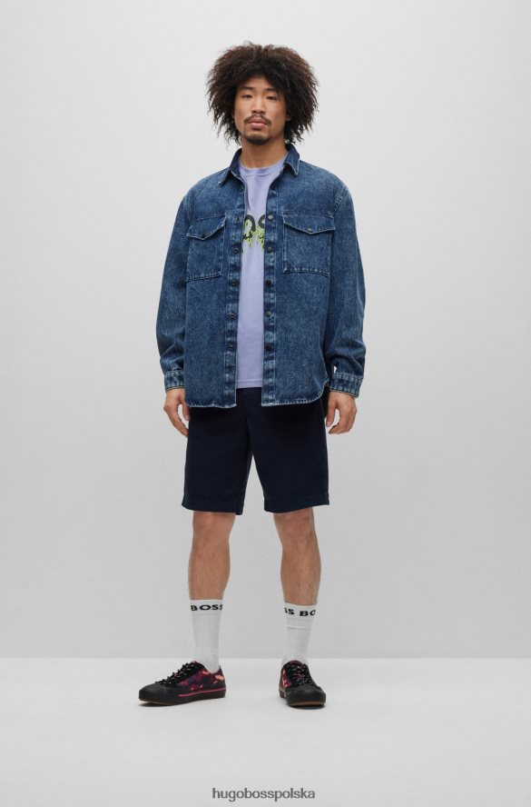 Hugo Boss bawełniana koszulka z kolorowym logo Hugo w kolorze fioletowym fioletowy R0X0H63540