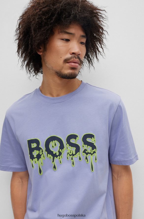 Hugo Boss bawełniana koszulka z kolorowym logo Hugo w kolorze fioletowym fioletowy R0X0H63540