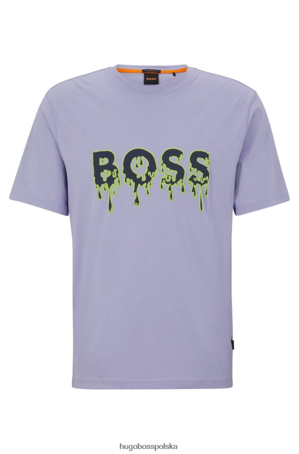 Hugo Boss bawełniana koszulka z kolorowym logo Hugo w kolorze fioletowym fioletowy R0X0H63540