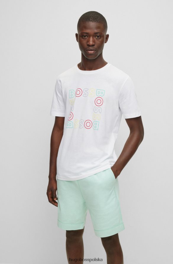 Hugo Boss bawełniana koszulka z nadrukiem logo Hugo w kolorze białym biały R0X0H64251