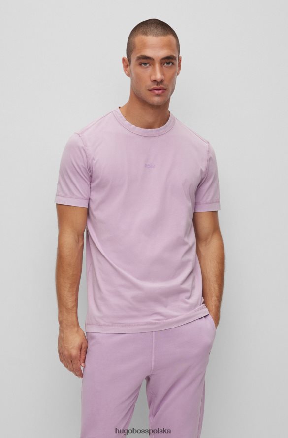 Hugo Boss bawełniana koszulka z nadrukiem logo Hugo w kolorze jasnofioletowym Jasny fiolet R0X0H62274