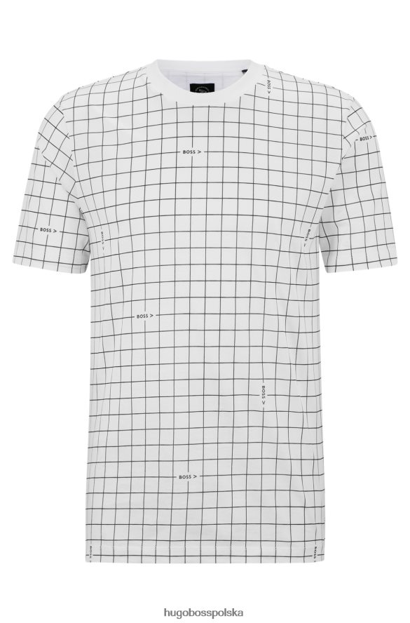 Hugo Boss bawełniana koszulka z nadrukiem w kratkę Hugo w kolorze białym białe wzorzyste R0X0H64036
