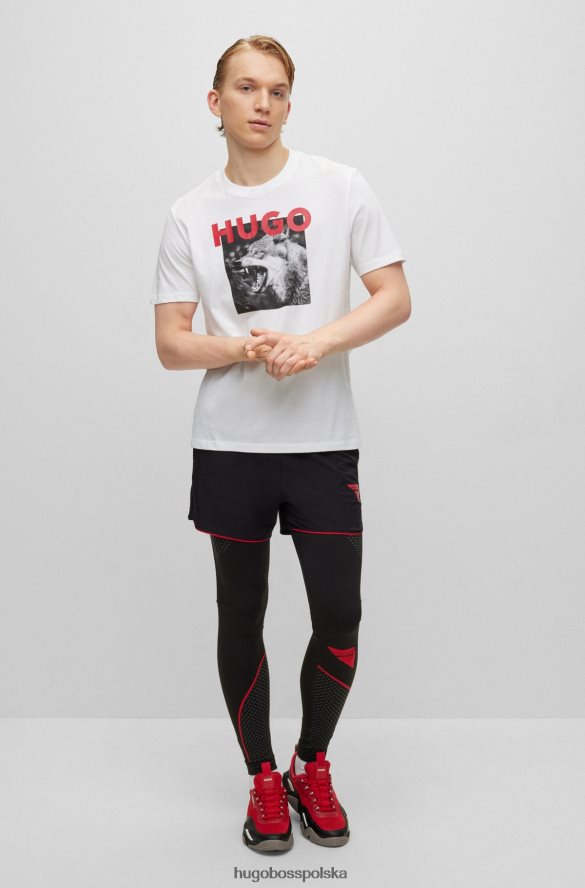 Hugo Boss bawełniana koszulka z nadrukiem wilka i logo w kolorze białym hugo biały R0X0H62019