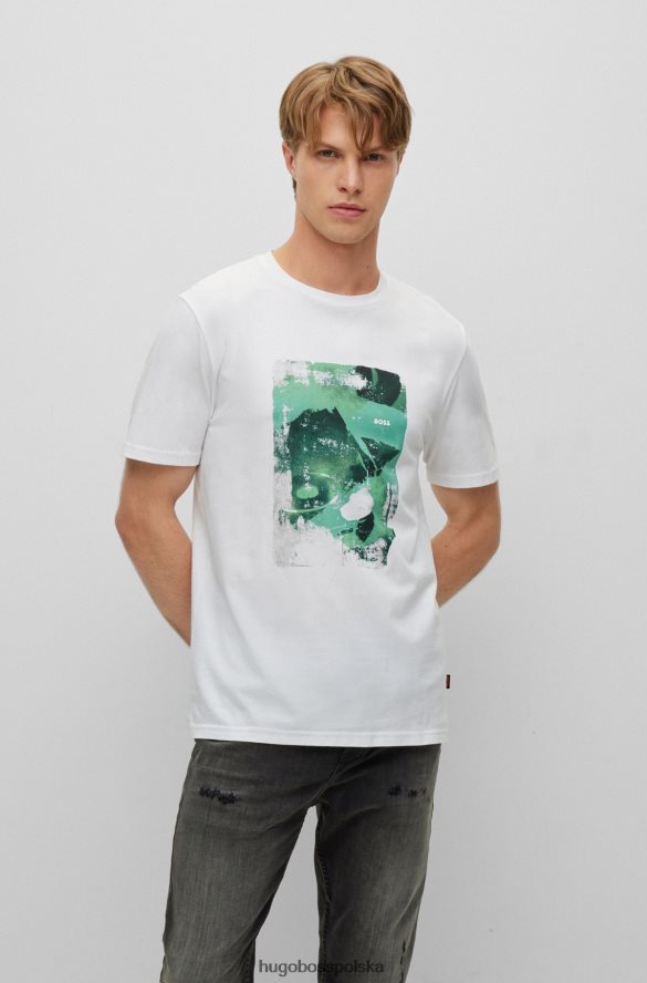 Hugo Boss bawełniana koszulka z sezonowym nadrukiem w kolorze białym hugo biały R0X0H63508
