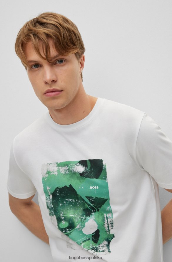 Hugo Boss bawełniana koszulka z sezonowym nadrukiem w kolorze białym hugo biały R0X0H63508