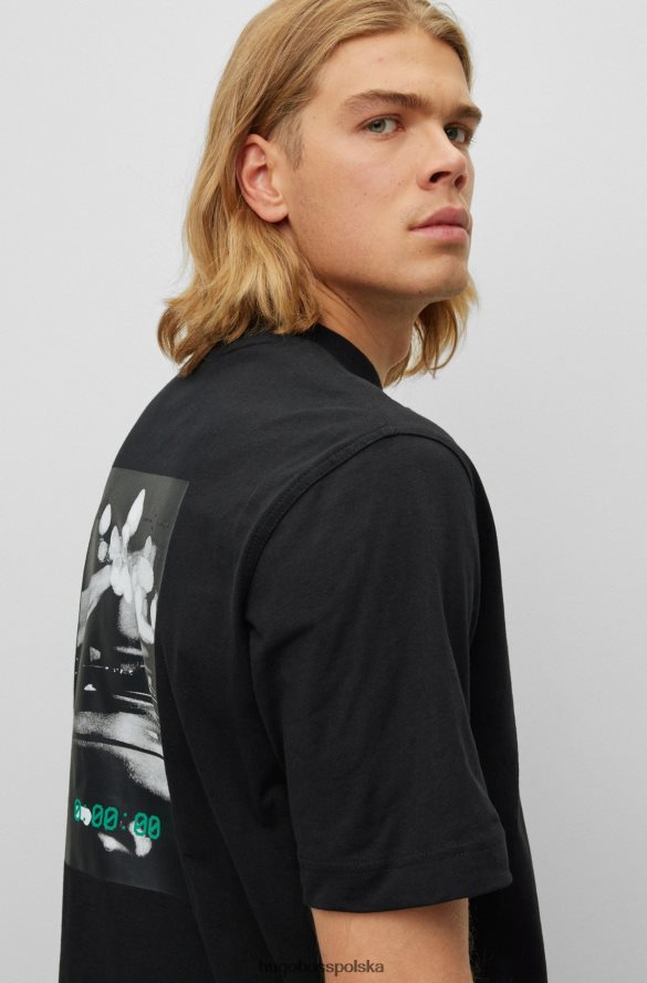 Hugo Boss bawełniany dżersejowy t-shirt z sezonową grafiką w kolorze czarnym hugo czarny R0X0H64068