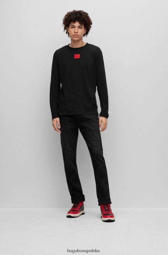 Hugo Boss bawełniany t-shirt z czerwoną metką z logo hugo czarny czarny R0X0H63894
