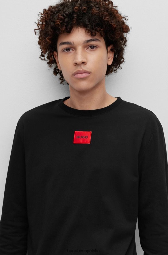Hugo Boss bawełniany t-shirt z czerwoną metką z logo hugo czarny czarny R0X0H63894