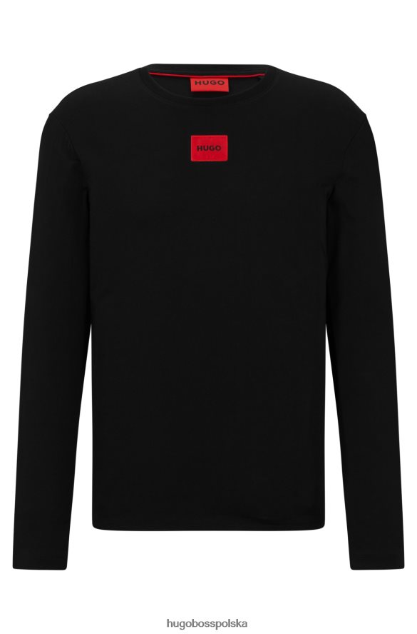 Hugo Boss bawełniany t-shirt z czerwoną metką z logo hugo czarny czarny R0X0H63894