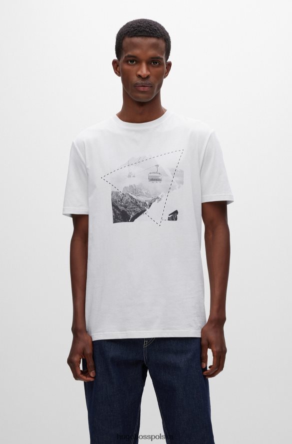 Hugo Boss bawełniany t-shirt z grafiką inspirowaną narciarstwem hugo w kolorze białym biały R0X0H61405