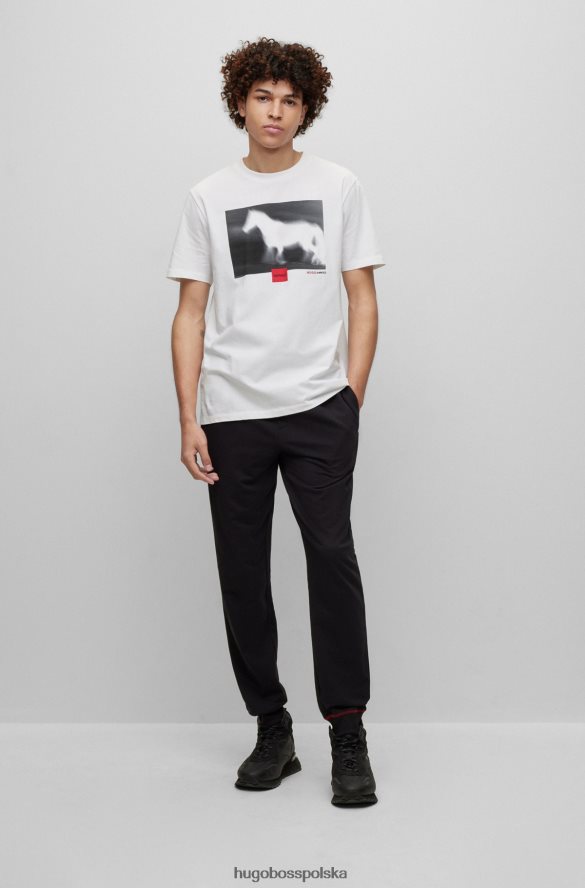 Hugo Boss bawełniany t-shirt z grafiką konia i brandingiem hugo w kolorze białym biały R0X0H64291