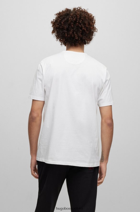 Hugo Boss bawełniany t-shirt z grafiką konia i brandingiem hugo w kolorze białym biały R0X0H64291