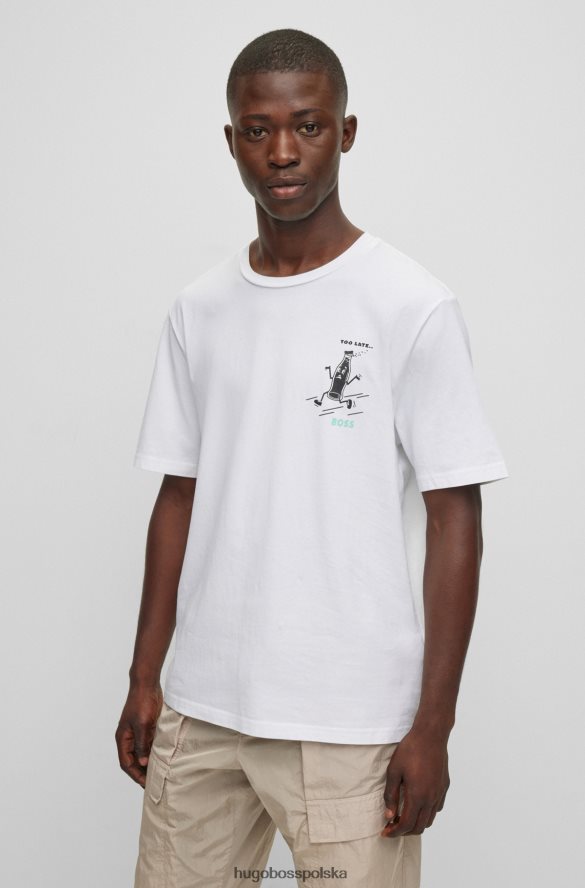 Hugo Boss bawełniany t-shirt z grafiką nowego sezonu w kolorze białym hugo biały R0X0H64271
