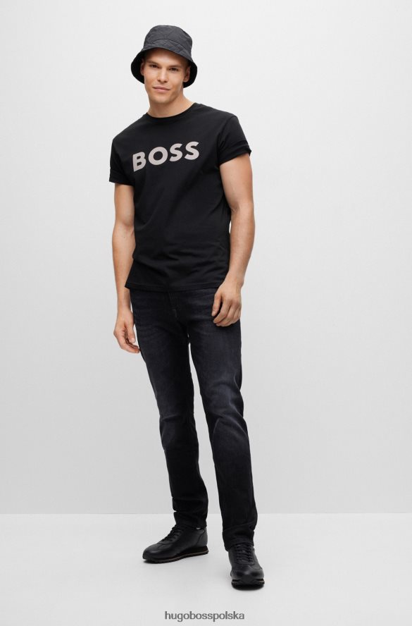Hugo Boss bawełniany t-shirt z gumowanym nadrukiem logo, czarny hugo czarny R0X0H61105