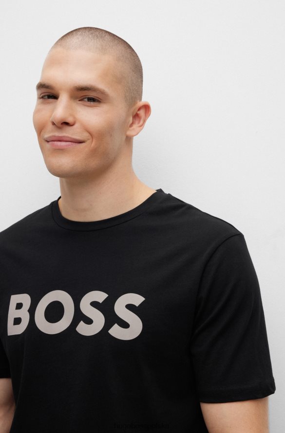 Hugo Boss bawełniany t-shirt z gumowanym nadrukiem logo, czarny hugo czarny R0X0H61105