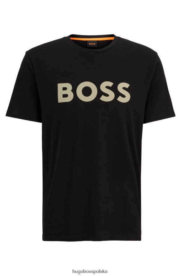 Hugo Boss bawełniany t-shirt z gumowanym nadrukiem logo, czarny hugo czarny R0X0H61105