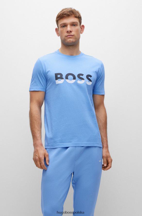 Hugo Boss bawełniany t-shirt z nadrukiem logo z blokami kolorów w kolorze niebieskim hugo niebieski R0X0H61475
