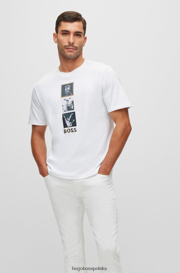 Hugo Boss biała bawełniana koszulka hugo interlock z ekskluzywną grafiką biały R0X0H61388
