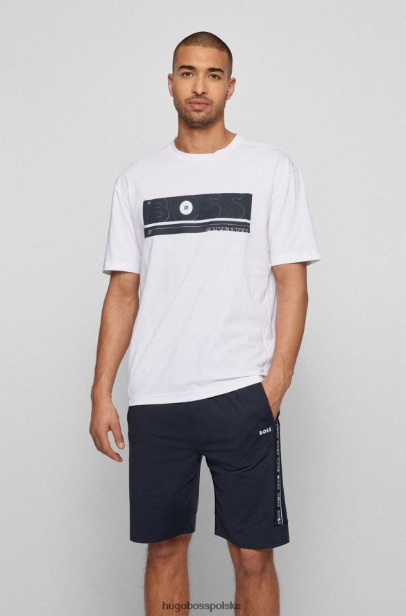 Hugo Boss biała koszulka Hugo o swobodnym kroju z bawełny organicznej z grafiką z logo biały R0X0H61472