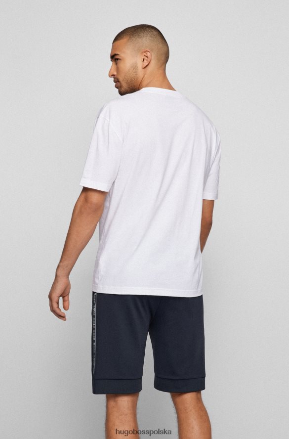 Hugo Boss biała koszulka Hugo o swobodnym kroju z bawełny organicznej z grafiką z logo biały R0X0H61472