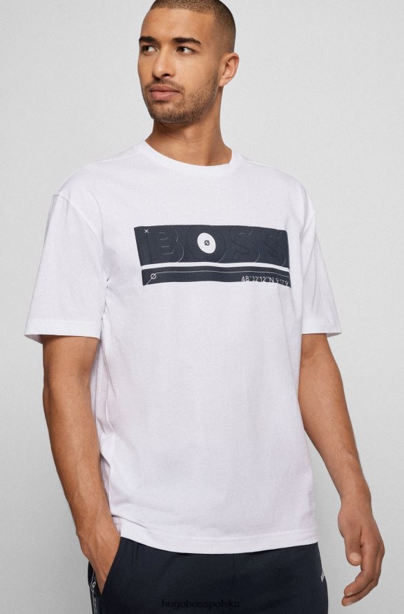 Hugo Boss biała koszulka Hugo o swobodnym kroju z bawełny organicznej z grafiką z logo biały R0X0H61472