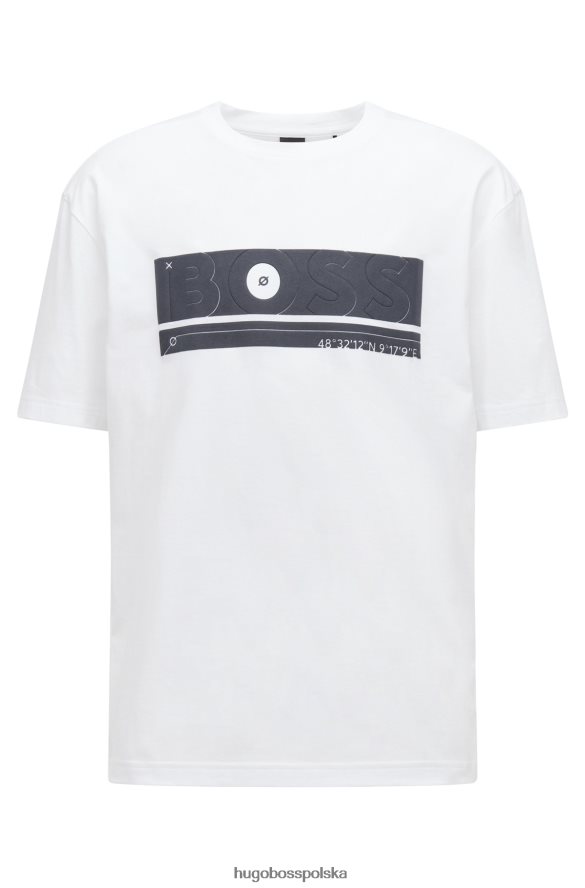 Hugo Boss biała koszulka Hugo o swobodnym kroju z bawełny organicznej z grafiką z logo biały R0X0H61472