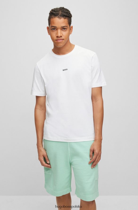 Hugo Boss biała koszulka hugo o swobodnym kroju z elastycznej bawełny z nadrukiem logo biały R0X0H61174