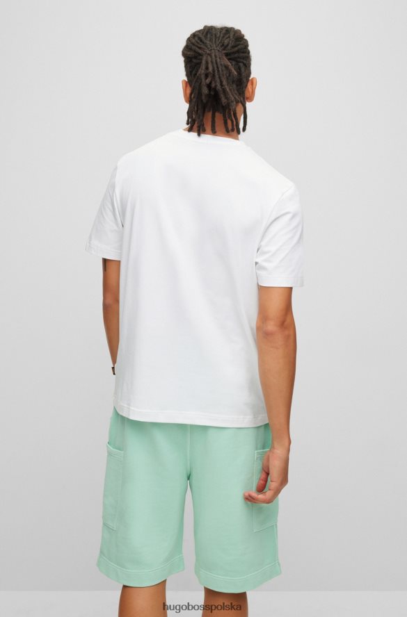 Hugo Boss biała koszulka hugo o swobodnym kroju z elastycznej bawełny z nadrukiem logo biały R0X0H61174