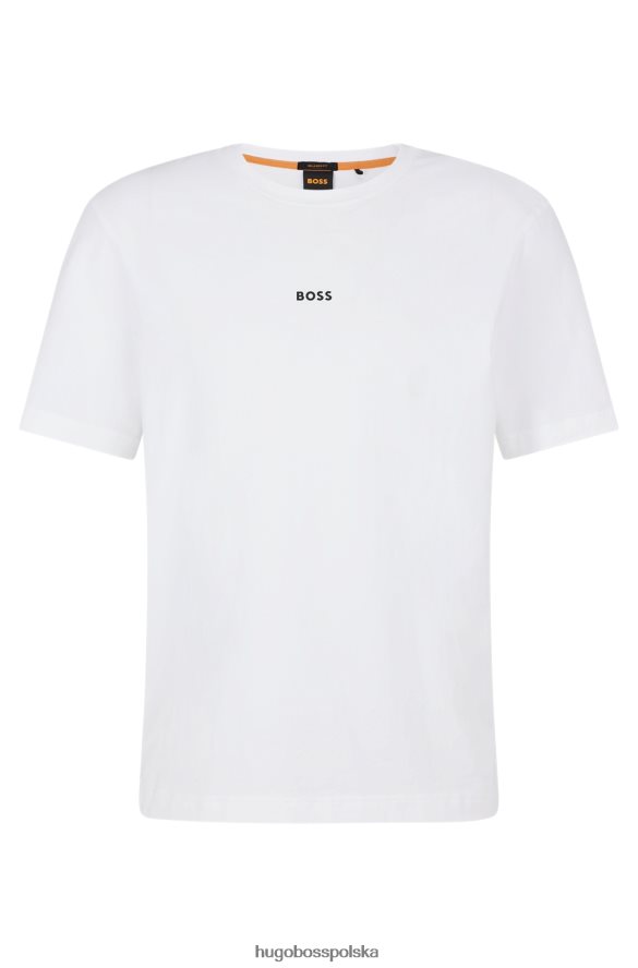 Hugo Boss biała koszulka hugo o swobodnym kroju z elastycznej bawełny z nadrukiem logo biały R0X0H61174